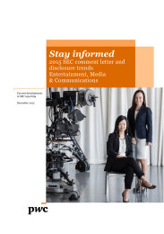 Stay informed 2015 SEC comment letter and disclosure trends Entertainment, Media