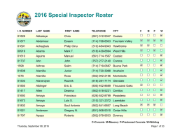 2016 Special Inspector Roster