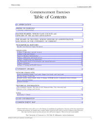 Table of Contents Commencement Exercises