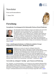 Newsletter Forschung  Europäischer Forschungspreis für Informatik-Professor Bernd Finkbeiner