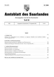 Amtsblatt des Saarlandes Teil II G 1260 Herausgegeben vom Chef der Staatskanzlei