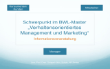 „ Verhaltensorientiertes Management und Marketing“ Schwerpunkt im BWL-Master
