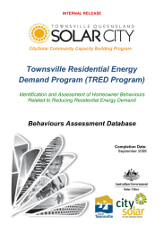 Townsville Residential Energy Demand Program (TRED Program) Behaviours Assessment Database
