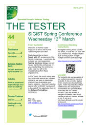 THE TESTER SIGiST Spring Conference Wednesday 13 March