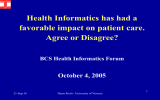 Health Informatics has had a favorable impact on patient care.