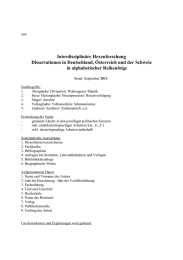 Interdisziplinäre Hexenforschung Dissertationen in Deutschland, Österreich und der Schweiz  in alphabetischer Reihenfolge
