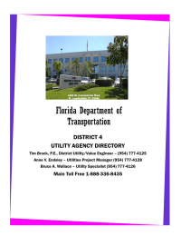 Florida Department of Transportation DISTRICT 4 UTILITY AGENCY DIRECTORY