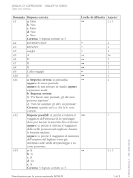 GRIGLIA DI CORREZIONE – BIGLIETTO AEREO Domanda