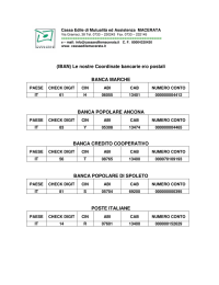(IBAN) Le nostre Coordinate bancarie e/o postali BANCA MARCHE