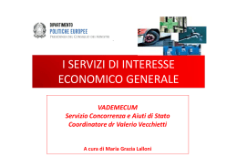 I SERVIZI DI INTERESSE ECONOMICO GENERALE