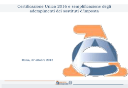 Certificazione Unica 2016 e semplificazione degli adempimenti dei