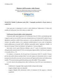 Certificazione Unica 2016 - Noi PA - Ministero dell`Economia e delle