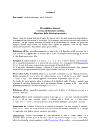Lezione 6 Divisibilità e divisori. Teorema di divisione euclidea