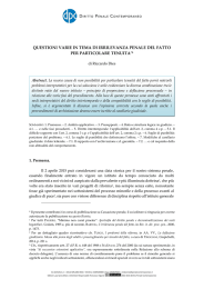 QUESTIONI VARIE IN TEMA DI IRRILEVANZA PENALE DEL FATTO