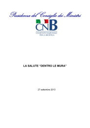 La salute dentro le mura. - La Presidenza del Consiglio dei Ministri