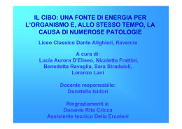 Il cibo: una fonte di energia per l`organismo e, allo