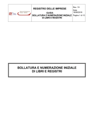 bollatura e numerazione iniziale di libri e registri