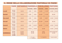 Orari S.Messe - Collaborazione Pastorale di Paese