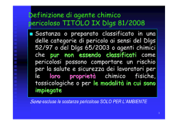 Definizione di agente chimico pericoloso TITOLO IX Dlgs 81/2008