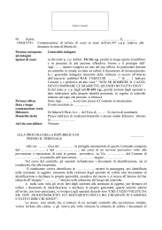 OGGETTO: Comunicazione di notizia di reato ai sensi dell`art.347 cp