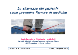 La sicurezza dei pazienti: come prevenire l`errore