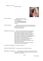 CURRICULUM VITAE MONICA PEGGIO DATI ANAGRAFICI Nata a