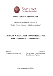 I principi di buona fede e correttezza nel processo integrativo europeo