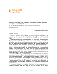 LA PUBBLICITÀ E tu, consumatore, sarai condannato a desiderare