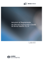 Istruzioni al Regolamento dei Mercati Organizzati e