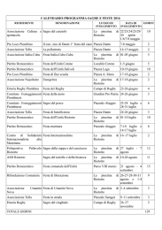 CALENDARIO-PROGRAMMA SAGRE E FESTE 2016 Associazione