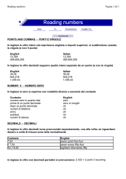 PUNTI E VIRGOLE In inglese le cifre intere che esprimono migliaia