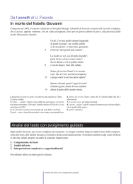 Da I sonetti di U. Foscolo In morte del fratello Giovanni Analisi del