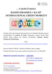 … è uscito il nuovo BANDO ERASMUS + KA 107 INTERNATIONAL