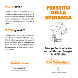 prestito della speranza - Fondazione Don Mario Operti