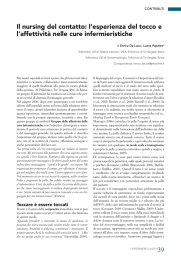 Il nursing del contatto: l`esperienza del tocco e l`affettività nelle cure