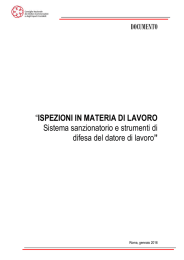 “ISPEZIONI IN MATERIA DI LAVORO Sistema sanzionatorio e