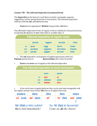 Lezione 7B1 -‐ The informal imperative (command form) The