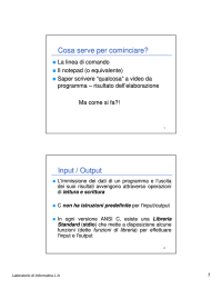 Cosa serve per cominciare? Input / Output