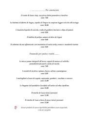…........................Per cominciare Passando per pasta e risotti......