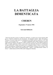 Giovanni Bellisario La Battaglia Dimenticata. Cheren 31 gennaio