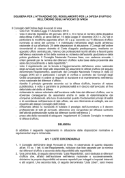 Delibera attuativa del Regolamento C.N.F. sulla difesa d`ufficio