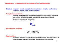 Esperienza n° 4: Separazione di ioni metallici e loro riconoscimento