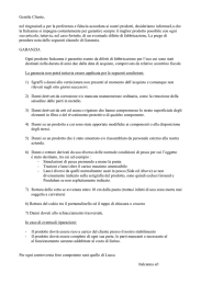 Gentile Cliente, nel ringraziarLa per la preferenza e fiducia