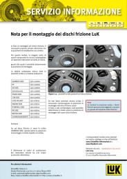 Nota per il montaggio dei dischi frizione LuK