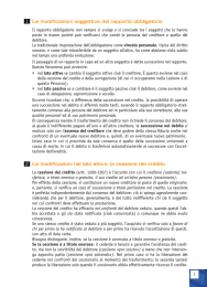 1 Le modificazioni soggettive del rapporto obbligatorio 2 Le