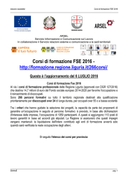 Corsi di formazione FSE 2016 - http://formazione.regione.liguria.it