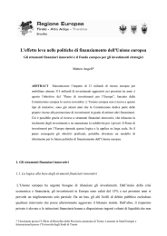 L`effetto leva nelle politiche di finanziamento dell`Unione europea