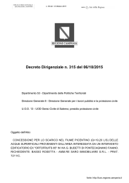 Decreto Dirigenziale n. 315 del 06/10/2015 - Burc