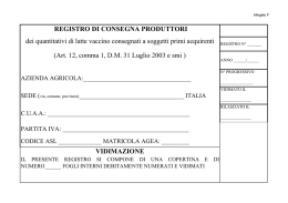 REGISTRO DI CONSEGNA PRODUTTORI dei quantitativi di latte