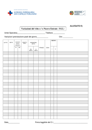 Variazioni del vitto e / o Nuovo Entrato (N.E.)